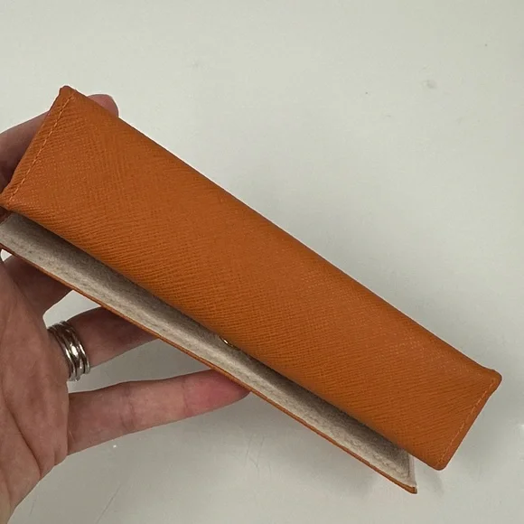 TORY BURCH ORANGE SMALL AUTHENTIC EYEGLASSES CASE Weekender Travel - Picture 5 of 7